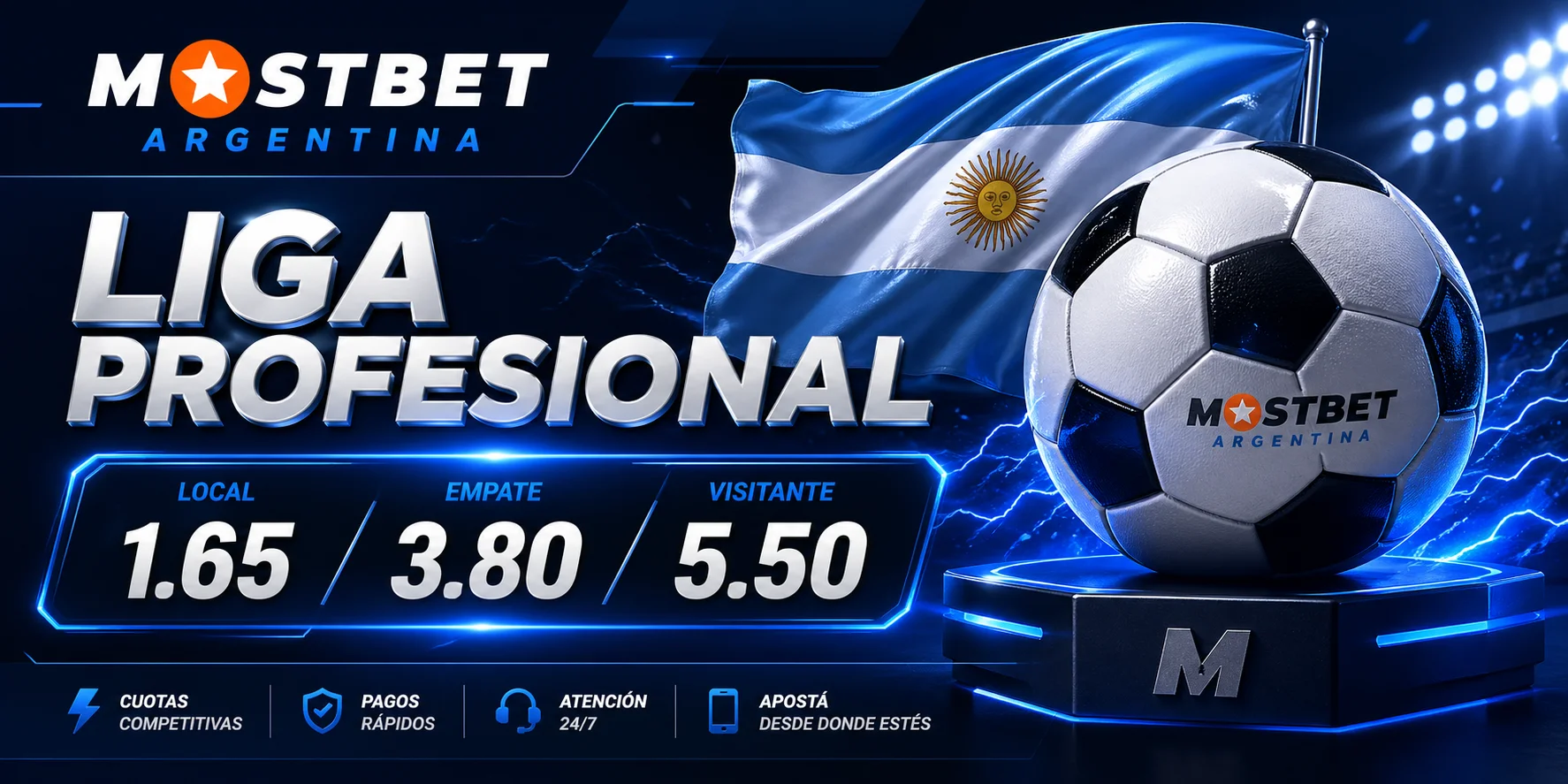 Apuestas deportivas Mostbet con Liga Profesional Argentina, Boca, River y streaming HD
