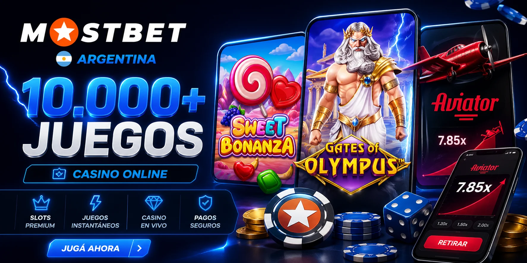 Casino online Mostbet con 10.000 juegos: tragamonedas, Aviator, ruleta y blackjack