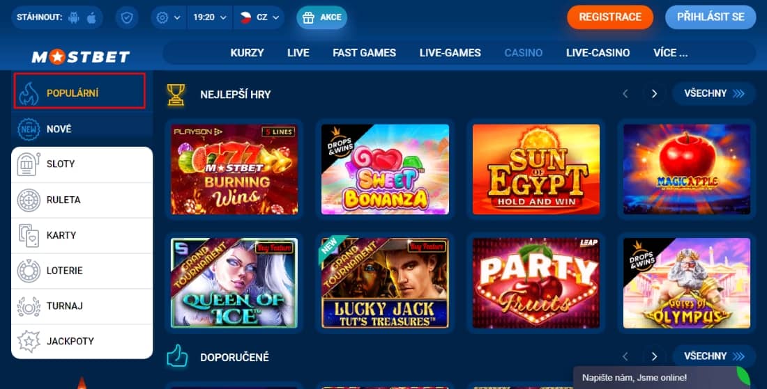 Schermata che mostra tre giochi da casinò popolari su Mostbet: slot, roulette e blackjack.